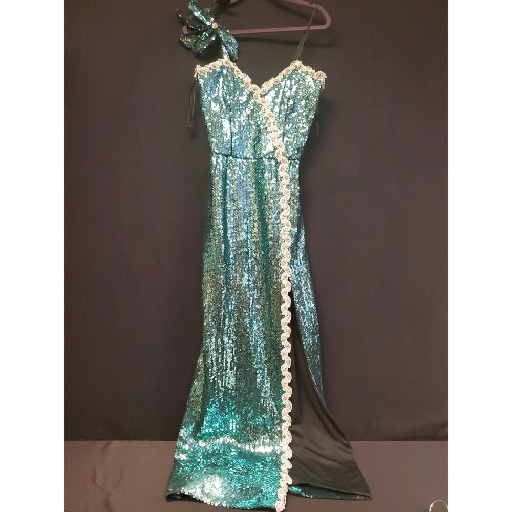 Rose Taft For Couture Fashions NWT Green Sequin And Beaded Gown Dress Vintage